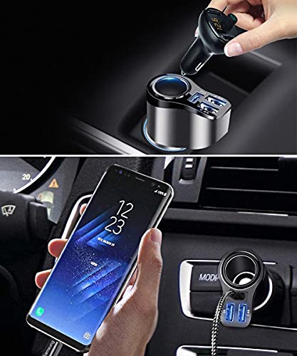4 in 1 USB C Car Charger, 168W Multi USB Cigarette Lighter Adapter - color: PD3.0+ USB C-C Cable