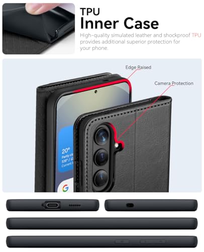 OCASE for Samsung Galaxy S26+ Plus Wallet Case, Card Holder, Black | RFID Blocking, Kickstand, Magnetic Closure, PU Leather Flip Folio, Shockproof TPU Shell, Protective Phone Cover (6.7") 2026 - color: Black, size: Samsung Galaxy S26 Plus