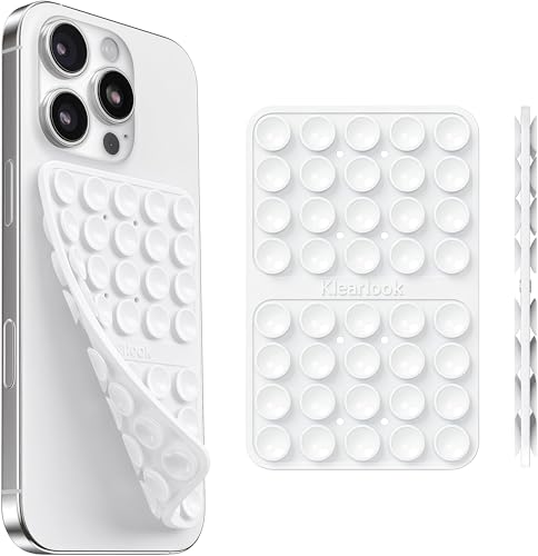 Klearlook Silicone Double Sided Suction Cup Phone Case Mount, White - color: Classic White