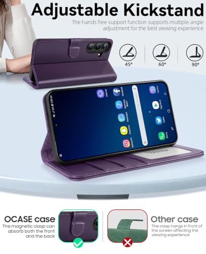 OCASE Compatible with Galaxy S25 Wallet Case, PU Leather Flip Folio Case with Card Holders RFID Blocking Kickstand [Shockproof TPU Inner Shell] Protective Phone Cover 6.2 Inch 2025, Dark Purple - color: Dark Purple, size: Samsung Galaxy S25