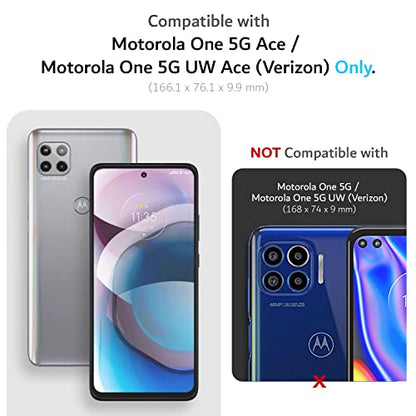 TUDIA DualShield Designed for Motorola One 5G ACE Phone Case 2021, [Merge] Shockproof Military Grade Dual Layer Tough Slim Heavy Duty Protection for Moto One 5G UW ACE Case - Matte Black - color: Matte Black