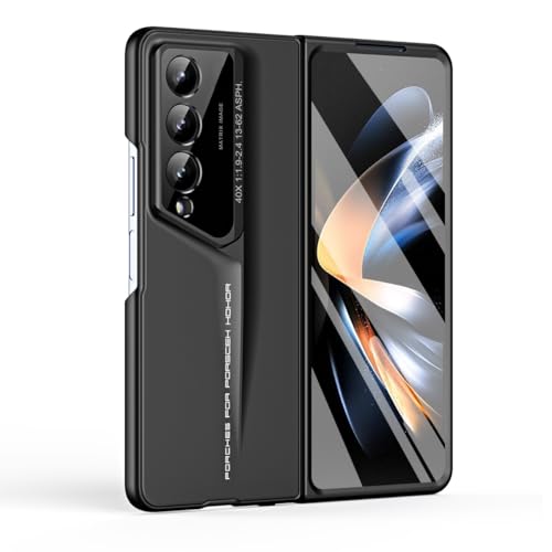 Smartphone Flip Cover for Samsung Galaxy Z Fold 4 Case with S Pen, with Screen Protector Case, PC Shockproof Bumper Case Full Coverage Protective Cover for Galaxy Z Fold 4(Black) - color: Black