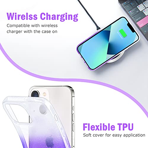 JJGoo Compatible with iPhone 13 Case, Glitter Soft TPU Shockproof Protective Bumper Cover, Sparkle Bling Sparkly Cute Slim Women Girls Phone Case for iPhone 13, 6.1inch, Gradient Glitter Purple - color: Gradient Purple