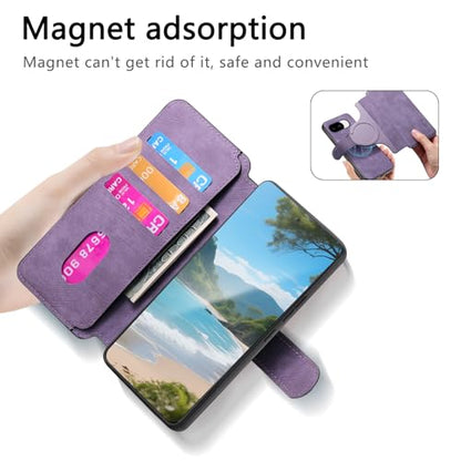 2 in 1 Detachable Wallet Case for Google Pixel 10a CMG Purple | PU Leather Magnetic Flip Folio Case with RFID Blocking Card Holder, Credit Card Slots Kickstand, Shockproof Protective Cover - color: Purple, size: Google Pixel 10a