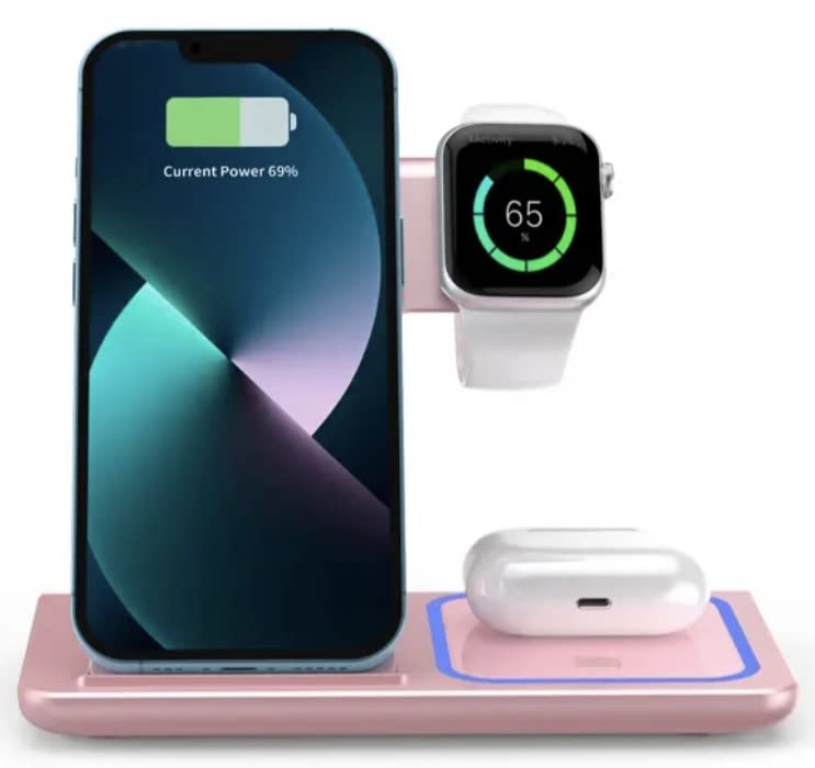 Wireless Charging Station, 3 in 1 Wireless Charger Stand, Fast Wireless Charging Dock for iPhone 14/13/12/11/Pro/X/Max/XS/XR/8/Plus, for Apple Watch 8/7/6/5/4/3/2/SE, for Airpods 3/2/Pro(White) - color: White