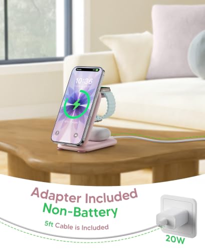 Mukiya PaktVault Traveling Fast Wireless Charging Station for iPhone Duo - color: Pink