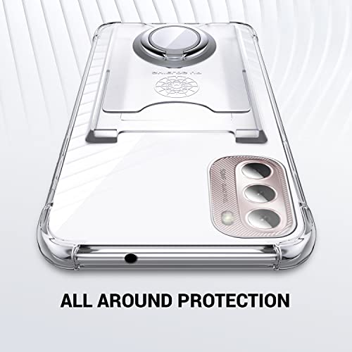 Shields Up for Moto G Stylus 4G 2022 Case with Card Holder, Clear | Minimalist Wallet Case, 3 Card Slots, 360° Rotation Ring Stand/Kickstand, Drop Protection Protective Cover - size: Moto G Stylus 4G 2022