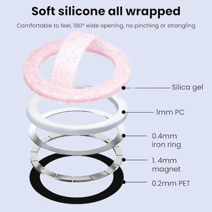 Magnetic Silicone Phone Grip Ring Holder Compatible with MagSafe Phone Case - color: Starlight Powder
