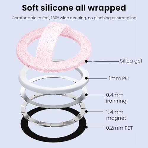 Magnetic Silicone Phone Grip Ring Holder Compatible with MagSafe Phone Case - color: Starlight Powder