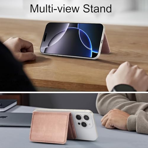HAII for MagSafe Card Wallet Bag compatible with MagSafe Invisible Ultra-Thin Lightweight Kickstand Magnetic Mobile Wallet Man Woman, 4 Card Slots + 1 Cash Bag. (Pink, Buckle Wallet) - color: Pink, size: 4 Card Slots + 1 Cash Bag - Buckle Wallet