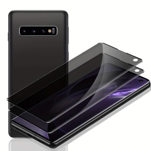 [2 Pack] Galaxy S10 Privacy Screen Protector, 3D Curved Tempered Glass Anti-Spy 9H Hardness Film for Samsung Galaxy S10 6.1”, [Don’t Support Fingerprint Unlock] Scratch Resistant Bubble Free