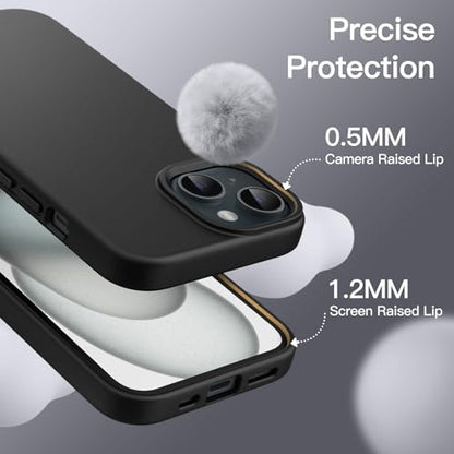 JETech Silicone Case for iPhone 15, Black | Silky Soft Touch, Shockproof Protection, Scratch Resistant, Microfiber Lining - color: Black, size: iPhone 15