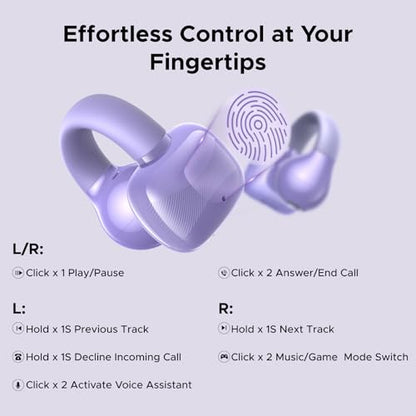 UGREEN HiTune S3 Open Ear Earbuds, Bluetooth 5.4, Clip on Earbuds, Purple - color: Purple