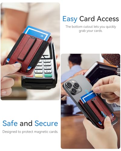 Phone Card Holder Wallet with Stand, Hold 6 Card for iPhone Andriod - color: WinRed