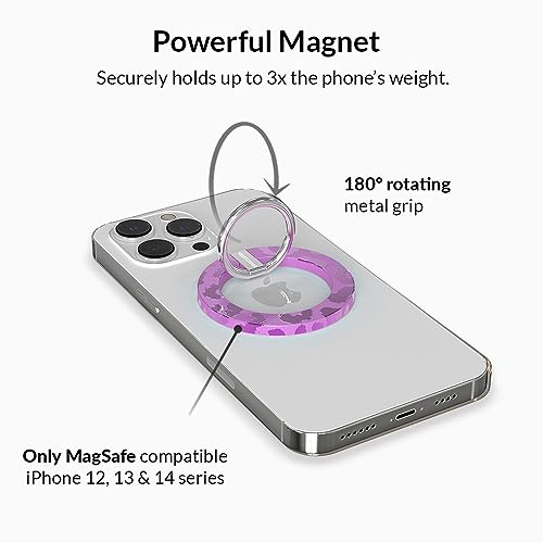 VELVET CAVIAR Compatible with MagSafe Phone Grip - Magnetic Ring Holder with Adjustable Stand - Removable MagSafe Accessories for iPhone 16, 15, 14, 13, 12 (Amethyst Purple Leopard) - color: Amethyst Purple Leopard