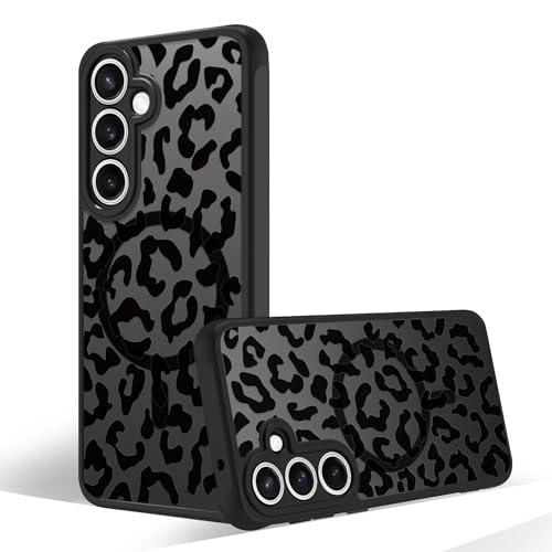 Magnetic Case for Samsung Galaxy S23 FE [Compatible with MagSafe] Black Leopard Case for Women Girls Soft TPU Bumper Hard PC Back Anti-Fall Shockproof Protective Slim Cover - color: Black Leopard, size: Samsung Galaxy S23 FE