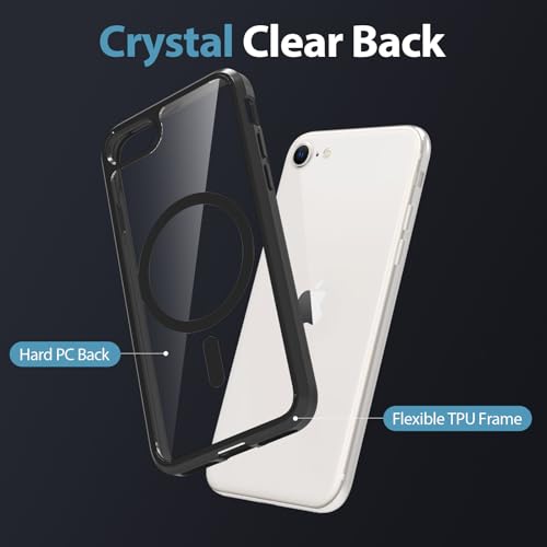 for iPhone SE 3rd & 2nd Gen & 8/7 Case [Compatible with Magsafe] Translucent Matte Phone Cover, [10 FT Military Grade Drop Protection] Slim Durable (Black Transparent, iPhone SE2/SE3/8/7) - color: Black Transparent, size: iPhone SE2/SE3/8/7