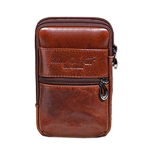 Leather Phone Belt Holster Waist Case Bag for Men Travel Outdoor Camping Cell Phone Loop Pouch Pack Purse Wallet Holder (Coffee) - color: #05coffee