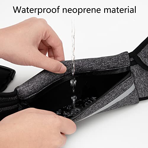 Jueachy Running Belts for Women Waterproof Fanny Pack Running Waist Pouch Phone holder Adjustable Sports Money Belt with Headphone Port - color: Grey