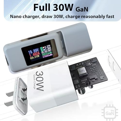 30W USB C Charger Block, GaN Fast Charger with USB-C & USB-A Dual Port, PD PPS QC 3.0 Wall Charger Adapter for iPhone 17/16/15/14, Samsung Galaxy, iPad, Pixel, Black