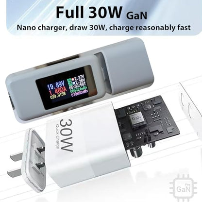 30W USB C Charger Block, GaN Fast Charger with USB-C & USB-A Dual Port, PD PPS QC 3.0 Wall Charger Adapter for iPhone 17/16/15/14, Samsung Galaxy, iPad, Pixel, Black