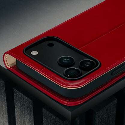 TORRO Leather Case Compatible with iPhone 17 Pro 6.3" 2025 - Premium Leather Wallet Flip Case with Kickstand and Card Slots (Compatible with Official MagSafe Chargers) - Red - color: Red, size: iPhone 17 Pro