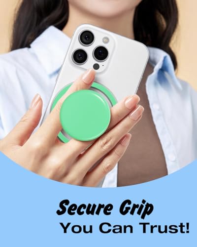 Svanove Magnetic Cell Phone Grip Compatible with Magsafe, Collapsible Phone Stand Holder Round Expanding Kickstand for iPhone Samsung Mobile Phones, Cute Soft Silicone Glossy Jelly, Mint Green - color: Mint, style: Magnetic