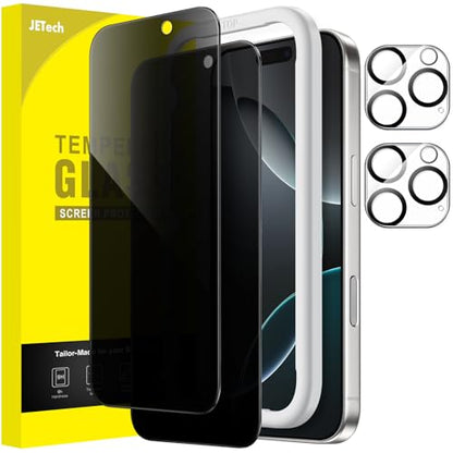 JETech Privacy Screen Protector for iPhone 16 Pro, 2+2 Pack - size: iPhone 16 Pro