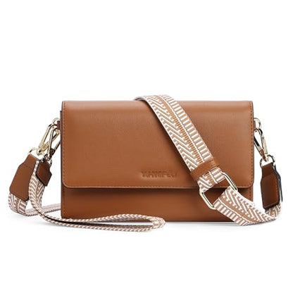 Small Crossbody Bags for Women RFID Vegan Leather Wristlet Phone Mini Purse Shoulder Handbag Wallet Travel Purse - color: Brown