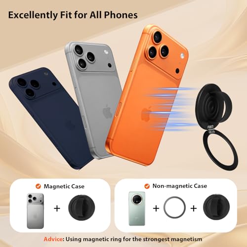 Upgraded Magnetic Phone Grip&Phone Stand, Liquid Silicone Soft and Portable Phone Ring, Removable Finger Loop Ring Grip Holder for iPhone, Strong Magnetic , Compatible with MagSafe Phone Case Black - color: Black