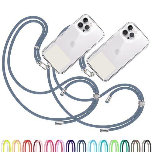 TBOC 2X Cell Phone Lanyard [Blue] - Comfortable Universal Smartphone Lanyard - Easy to Use Neck Phone Holder [White Ice Patch] - Adjustable Length Phone Strap Crossbody - Fits All Mobile Phones - color: Blue