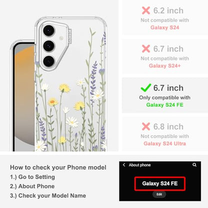 MOSNOVO Case for Samsung Galaxy S24 FE, [Buffertech 6.6ft Military-Grade Drop Protection] [Anti Peel Off Tech] Clear TPU Bumper Phone Case Cover Design - Wild Meadow - color: Clear - Wild Meadow, size: Samsung Galaxy S24 FE