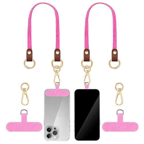 Hovmwey Stretchy Phone Lanyard Tether, 2 Pack Phone Leash Anti-theft Phone Strap for Anti-drop Outdoor Hiking Cycling Climbing Universal for Most Cell Phones, Pink - color: Pink