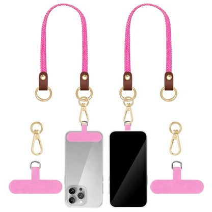 Hovmwey Stretchy Phone Lanyard Tether, 2 Pack Phone Leash Anti-theft Phone Strap for Anti-drop Outdoor Hiking Cycling Climbing Universal for Most Cell Phones, Pink - color: Pink