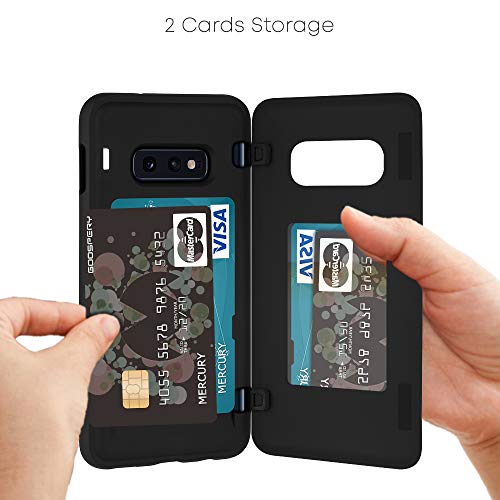 GOOSPERY Magnetic Door Bumper Compatible with Galaxy S10e, Card Holder Wallet Case Easy Magnet Auto Closing Protective Dual Layer Sturdy Phone Back Cover - Black - color: Black, size: Galaxy S10E