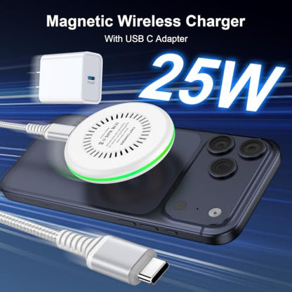 25W Magnetic Wireless Charger Pad for Google Pixel 11 Pro XL/10a/10 Pro/9/8 - color: White