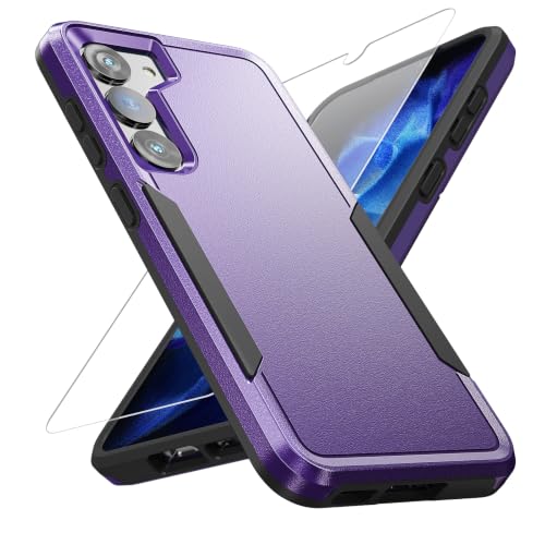 for Samsung Galaxy S23 Case with HD Screen Protector, Dual Layer Military Grade Drop Tested, Heavy Duty Rugged Shockproof Non-Slip Outdoor Protective Cover, Purple - color: Purple
