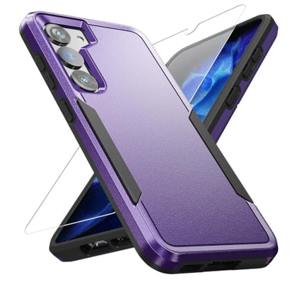 for Samsung Galaxy S23 Case with HD Screen Protector, Dual Layer Military Grade Drop Tested, Heavy Duty Rugged Shockproof Non-Slip Outdoor Protective Cover, Purple - color: Purple