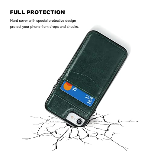 KIHUWEY for iPhone SE/8/7 Wallet Case Card Holder, Dark Green - color: Dark Green