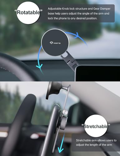 TPARTS Foldable Magnetic Car Cellphone Mount for Tesla Model 3/Y/X/S - color: Mag safe Standard