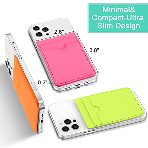 Weewooday 6 Pcs 6 Pcs Stick on Phone Card Holder Wallet, Solid, Fresh Color - color: Fresh Color
