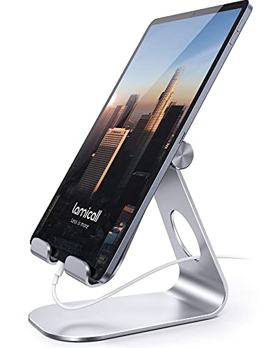 Lamicall iPad Stand Adjustable Tablet Holder, Sturdy Aluminum, Multi-Angle - color: 1-Silver