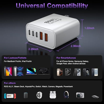 USB C Super Fast Charger Block, 100W USBC Charging Block Wall Plug Adapter - color: White