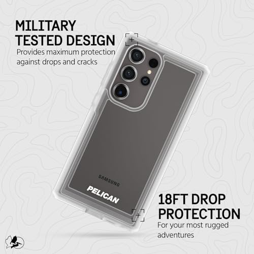 Pelican Voyager - Samsung Galaxy S24 Ultra Case [6.8”] [18ft MIL-STD Drop Protection] [Wireless Charging] Rugged Phone Case for Samsung Galaxy S24 Ultra w/Belt Clip Holster Stand - Anti Yellow - Clear - color: Clear