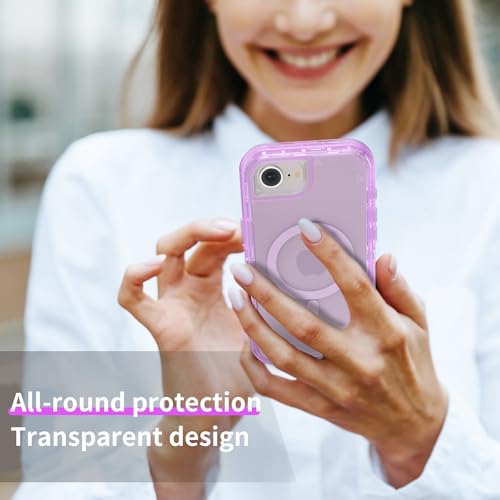 Follaroma Magnetic for iPhone 16e & iPhone 17e Case,Heavy Duty Cases,Purple | Compatible with MagSafe, Heavy Duty Shock proof Protection, Military-Grade Anti-Drop, Dual Layer Transparent Protective Cover - color: Purple, size: iPhone 16e/iPhone 17e 6.1''