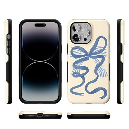 Casely iPhone 14 Pro Max Case | Heartstrings | Blue Bow | Bold Protective Design | Compatible with MagSafe - color: Heartstrings | Blue Bow
