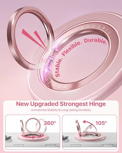 andobil [2026 3rd Gen Stability] Magnetic Phone Ring Grip for MagSafe, Pink - color: Pink