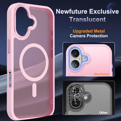 Newfuture Magnetic for iPhone 17 Case Matte Shockproof, Chalk Pink | Military Drop Protection, Slim Matte Anti-Fingerprint, Compatible with Magsafe, Camera Guard, Translucent Protective Cover - color: Chalk Pink, size: iPhone 17 6.3 inch