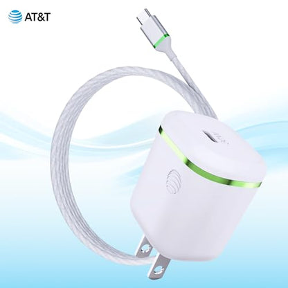 AT&T 30W USB C Travel Wall Charger PPS PD Foldable 4ft USB IF Cable White - color: 30W White USB-C