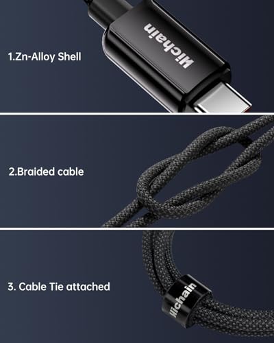 Hichain USB C to USB C Fast Charging Cable with LED Display, 4FT 60W - color: Black, size: 4FT